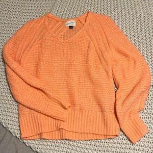 cute sweater very lightweight, light orange almost coral color.
